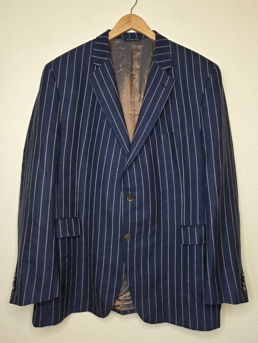 Jack Victor Valuto Sport Coat Blazer Italian Fabric 48L Wool Silk Linen